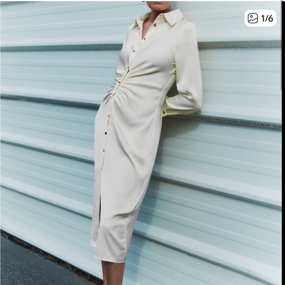 Zara NWT Satin Shirt Dress Special Edition. XSmall